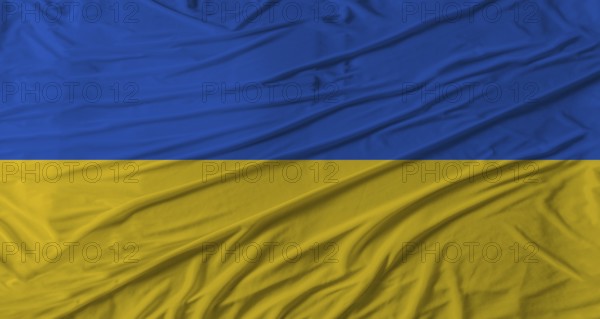 Ukrainian flag waving. Flag of Ukraine with cloth texture