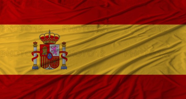 Spanish flag waving. Flag of Spain with cloth texture