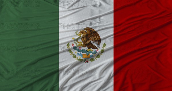 Mexican flag waving. Flag of Mexico with cloth texture