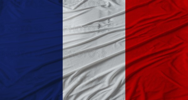 French flag waving. Flag of France with cloth texture