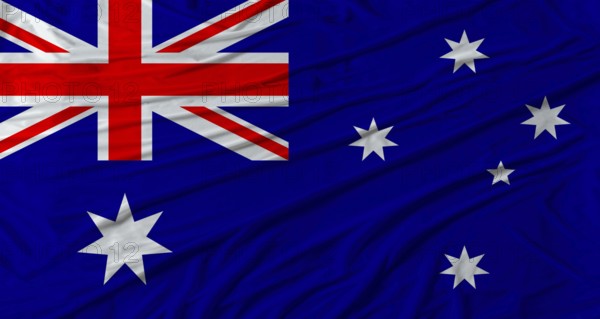 Australian flag waving. Flag of Australia with cloth texture