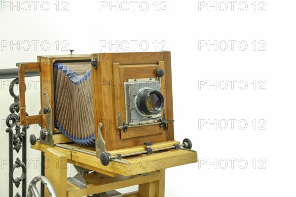Folding camera FKD, USSR, 1974, isolated, copy space