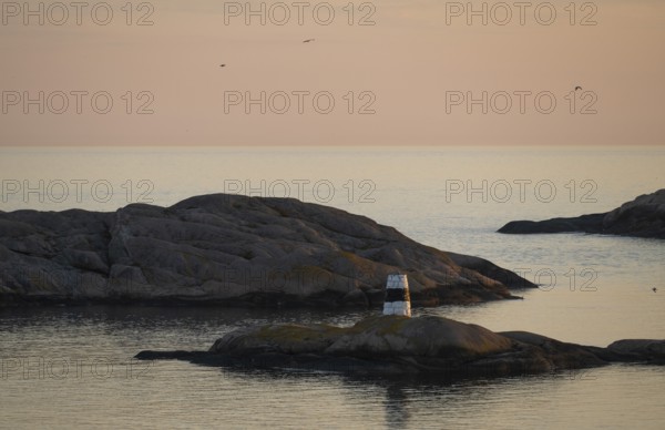 Archipelago landscape at sunset, Smögen, Smögenbryggan, Västra Götalands Län, Bohuslän, Sweden