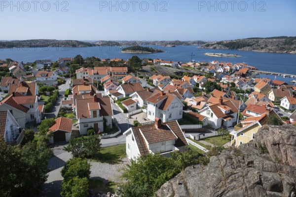 View over the archipelago and the village of Fjällbacka, Bohuslän, West Sweden, Sweden