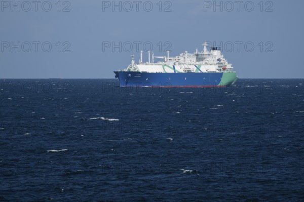 LNG tanker Nuaijah in calm weather, Baltic Sea, near Rostock, Mecklenburg-Western Pomerania, Germany