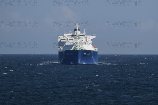 LNG tanker Nuaijah in calm weather, Baltic Sea, near Rostock, Mecklenburg-Western Pomerania, Germany