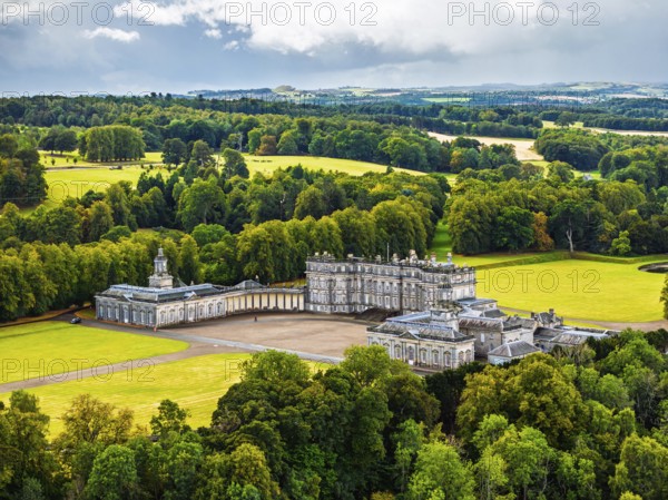 Hopetoun House from a drone, South Queensferry, Edinburgh, Scotland, United Kingdom
