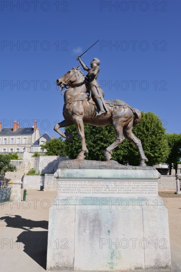 Equestrian statue of Joan of Arc in the park Les Jardins de l'Évêché, Blois, Loir-et-Cher department, Centre-Val de Loire region, France