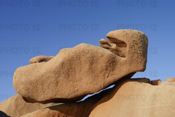 Granite rocks on the Cote de Granit Rose coast near Ploumanac'h, Cotes-d'Armor, Brittany, France
