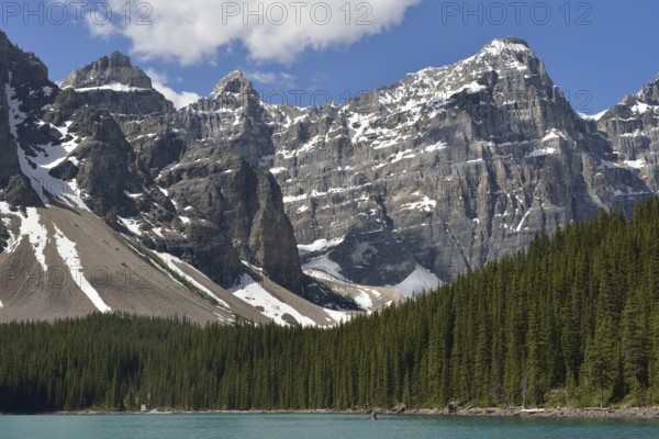 Mountains of the Valley of the Ten Peaks at Moraine Lake, Banff National Park, Alberta, Canada