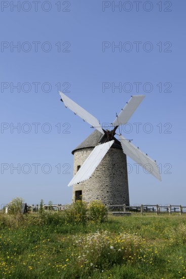 Windmill Moulin a vent de Moidrey, Pontorson, Departement Manche, Normandy, France