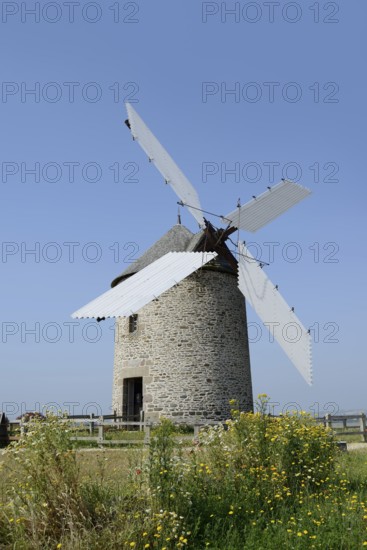 Windmill Moulin a vent de Moidrey, Pontorson, Departement Manche, Normandy, France