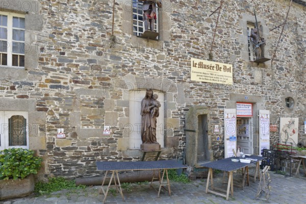 Museum Le Musee de Dol with statue of the Virgin Mary, Dol-de-Bretagne, Ille-et-Vilaine, Brittany, France