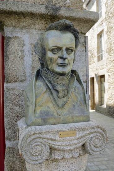 Bust of the writer Victor Hugo, Dol-de-Bretagne, Ille-et-Vilaine, Brittany, France