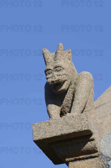 Figure at a chapel, Ploumanac'h, Cote de Granit Rose, Cotes-d'Armor, Brittany, France