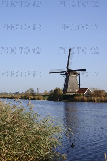 Historic windmill, UNESCO World Heritage Site, Kinderdijk, South Holland, Netherlands