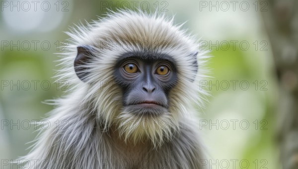 A captivating close-up of a Zanzibar red colobus monkey, showcasing its distinctive fur pattern and expressive eyes, set against a blurred green backdrop, AI generated