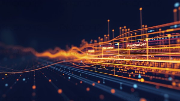 Visual data complexity. Complex data threads colorful graphic visualization. Abstract data graph. data science. AI generated image, ai