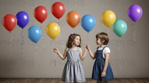 Beautiful color balloons in the air. AI generated image, ai