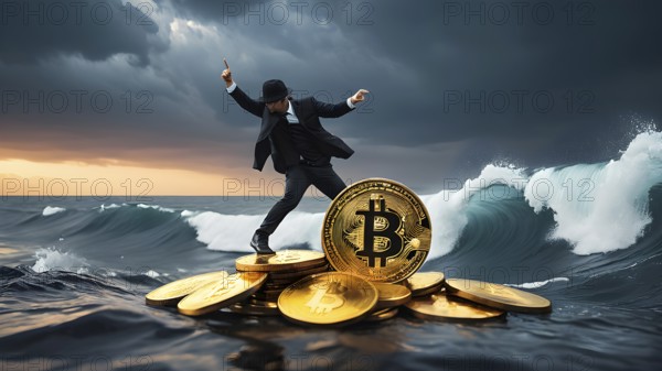 Gold Bitcoin crypto currency. digital coin crypto currency. The concept of crypto currency. blockchain technology, AI generated