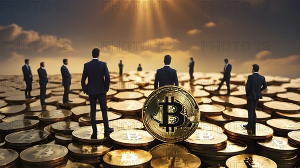 Gold Bitcoin crypto currency. digital coin crypto currency. The concept of crypto currency. blockchain technology, AI generated