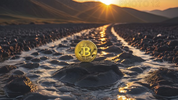 Gold Bitcoin crypto currency. digital coin crypto currency. The concept of crypto currency. blockchain technology, AI generated