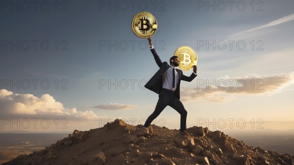 Gold Bitcoin crypto currency. digital coin crypto currency. The concept of crypto currency. blockchain technology, AI generated