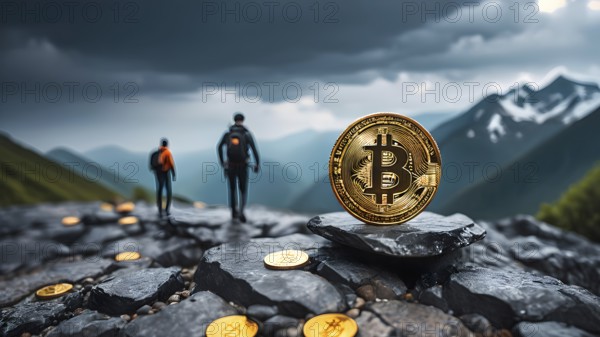 Gold Bitcoin crypto currency. digital coin crypto currency. The concept of crypto currency. blockchain technology, AI generated