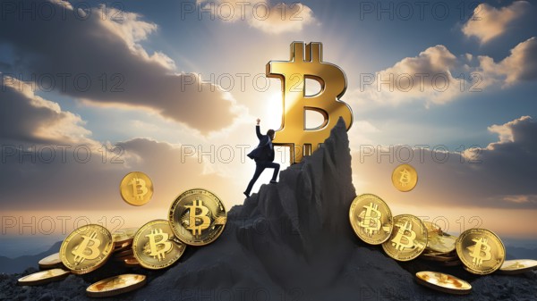 Gold Bitcoin crypto currency. digital coin crypto currency. The concept of crypto currency. blockchain technology, AI generated