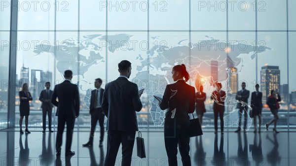 Business People Silhouette. Teamwork Global Business Concepts. AI generated image, ai