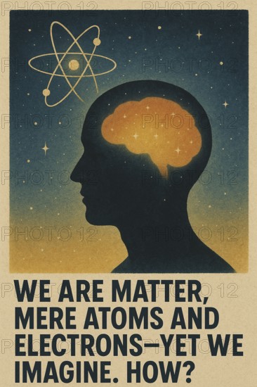 Metaphoric sufi poster illustrating thoughtful arguments and visual signs proving God's existence, AI generated