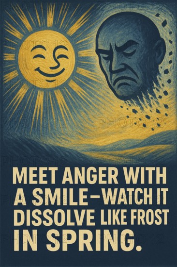 Metaphoric sufi poster showing kindness as the soul's most beautiful and gentle act of worship, AI generated