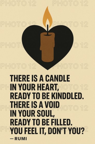 Metaphoric sufi poster illustrating the journey within — through the heart to divine truth, AI generated