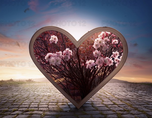 Valentines day background banner - abstract panorama background with hearts - concept love, AI generated