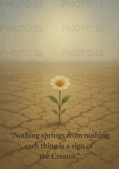 This symbolic artwork reflects the timeless question: Nothing builds nothing—so who began the everything we witness?, AI generated