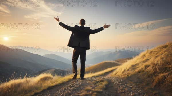 Success, achievement of goal in business and life. Achievement and Business Goal Success Concept. AI generated image
