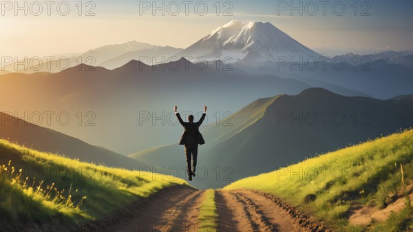 Success, achievement of goal in business and life. Achievement and Business Goal Success Concept. AI generated image