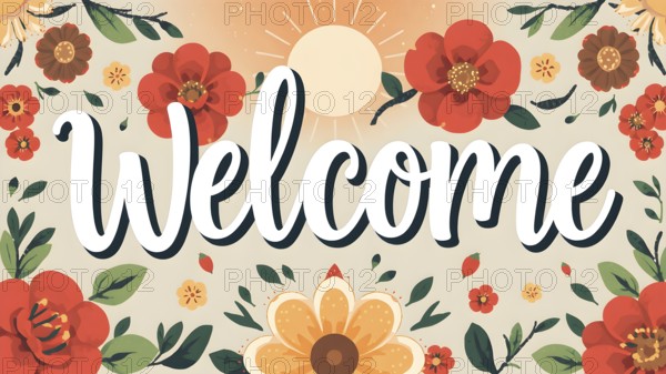 Minimalist bold welcome wording poster, versatile modern wall art design for stylish home entryway, printable greeting décor, AI generated