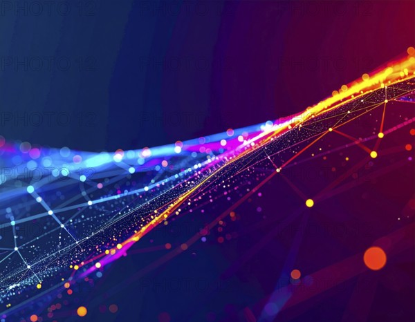 Neural network glowing brain wall art poster, abstract digital connections symbolizing intelligence, learning, and futuristic design, AI generated