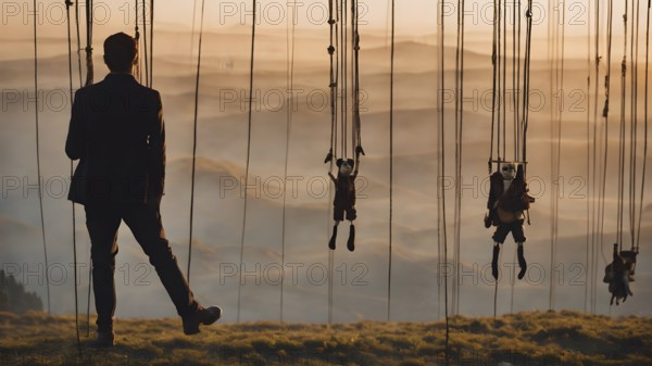 Puppets, business concept. Leadership concept. AI generated image, ai