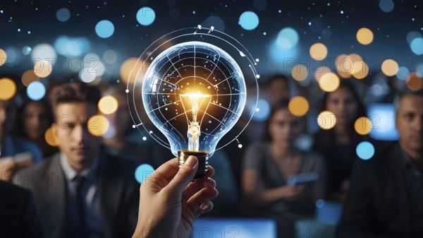 Light bulb idea concept with innovation and inspiration. Light bulbs concept of new ideas with innovative technology and creativity, AI generated