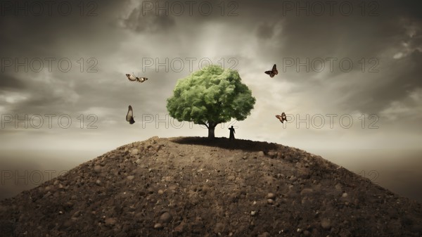 Saving environment planting trees, ecology concept. World Earth Day. AI generated image, ai