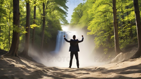Success, achievement of goal in business and life. Achievement and Business Goal Success Concept. AI generated image