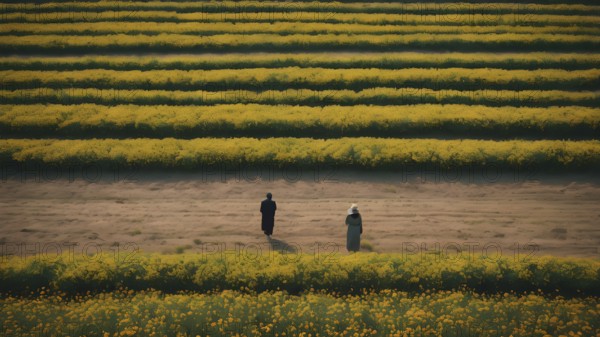 Floral field and Life Concept. Sign of Mental Health, Wellbeing and Healthy Lifestyles. The concept of Positive Mind Concept. Enjoying Life Concept, AI generated
