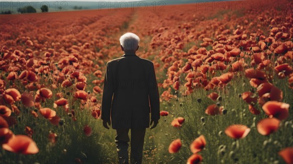 Floral field and Life Concept. Sign of Mental Health, Wellbeing and Healthy Lifestyles. The concept of Positive Mind Concept. Enjoying Life Concept, AI generated