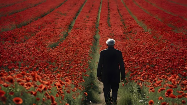 Floral field and Life Concept. Sign of Mental Health, Wellbeing and Healthy Lifestyles. The concept of Positive Mind Concept. Enjoying Life Concept, AI generated