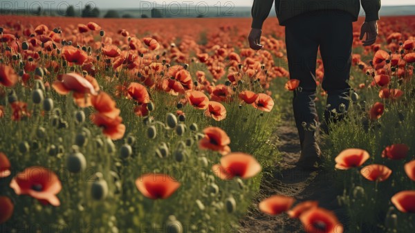 Floral field and Life Concept. Sign of Mental Health, Wellbeing and Healthy Lifestyles. The concept of Positive Mind Concept. Enjoying Life Concept, AI generated