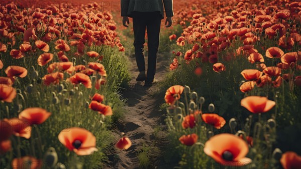 Floral field and Life Concept. Sign of Mental Health, Wellbeing and Healthy Lifestyles. The concept of Positive Mind Concept. Enjoying Life Concept, AI generated