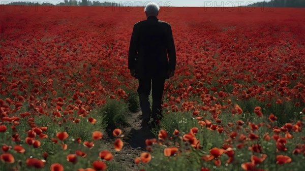 Floral field and Life Concept. Sign of Mental Health, Wellbeing and Healthy Lifestyles. The concept of Positive Mind Concept. Enjoying Life Concept, AI generated