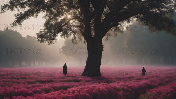 Floral field and Life Concept. Sign of Mental Health, Wellbeing and Healthy Lifestyles. The concept of Positive Mind Concept. Enjoying Life Concept, AI generated